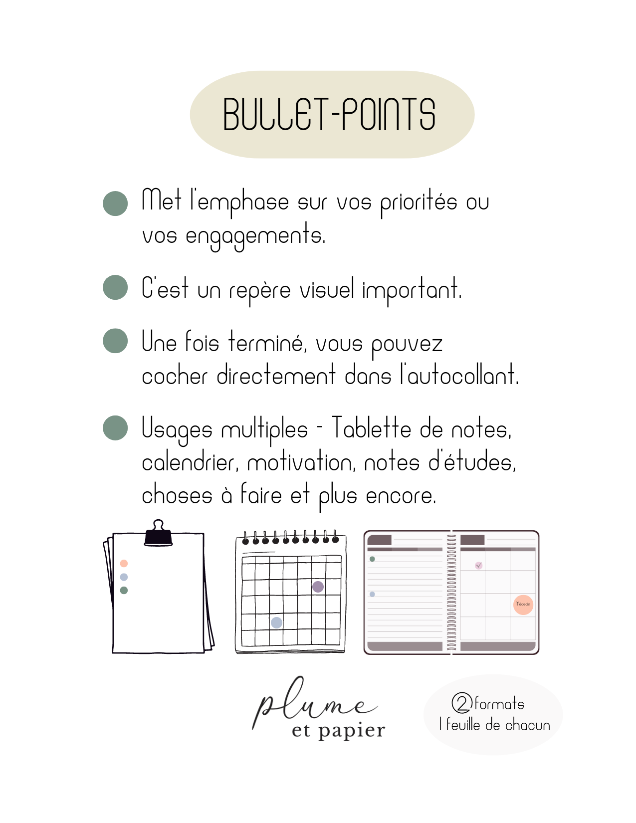 Autocollants semi-transparents "Bullet-points" Beiges