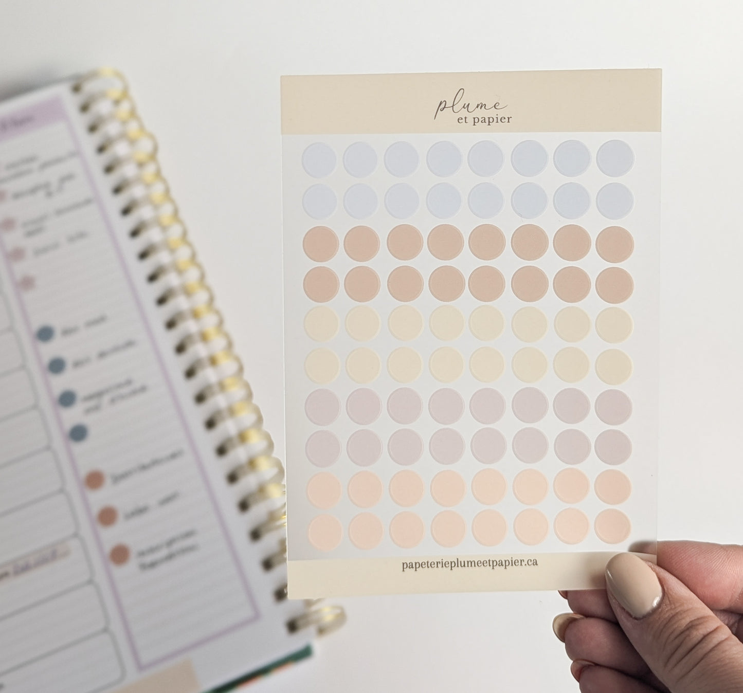 Autocollants semi-transparents "Bullet-points" Beiges
