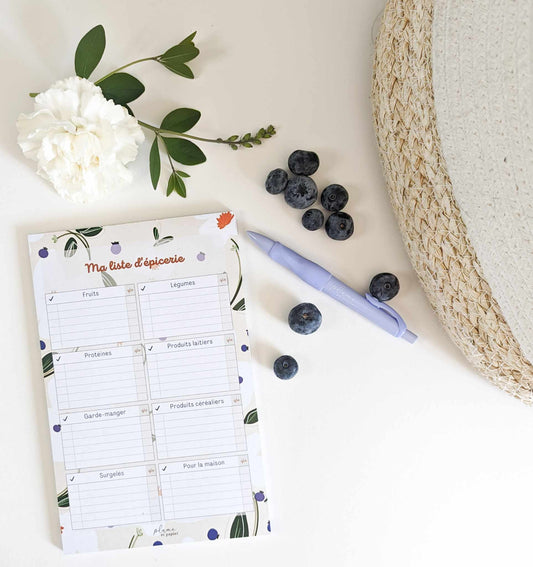 Planificateur "Ma liste d'épicerie Bleuets"