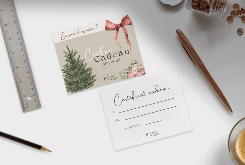 Cartes-cadeaux Plume & Papier