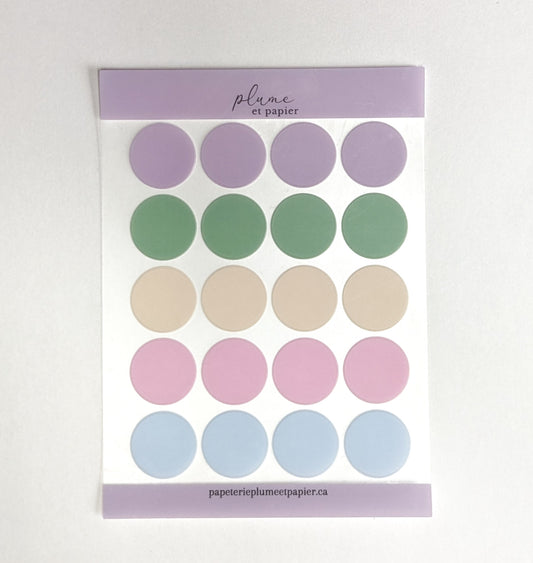 Autocollants ronds semi-transparents "Bullet-points" Lilas
