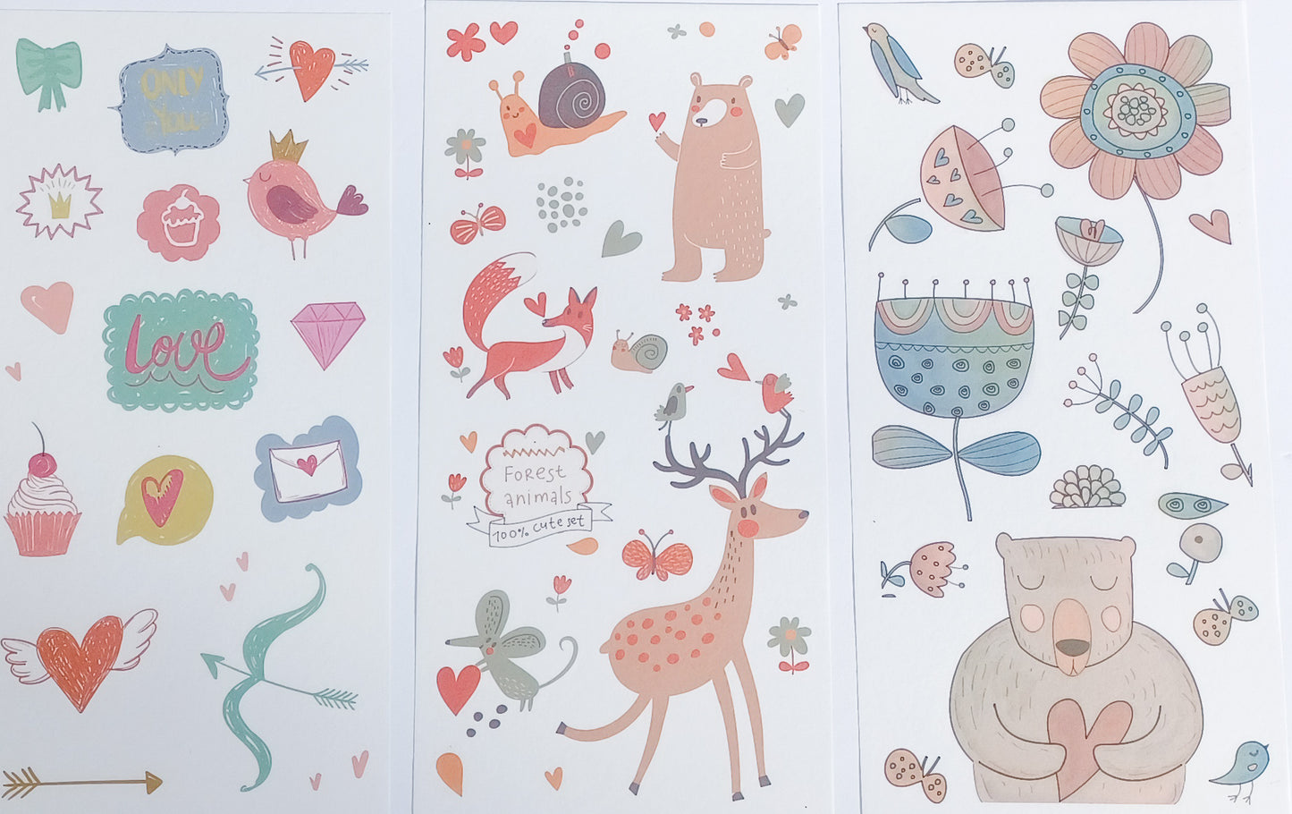 Autocollants style Washi (ensemble de 3 feuilles) (Plusieurs modèles disponibles)
